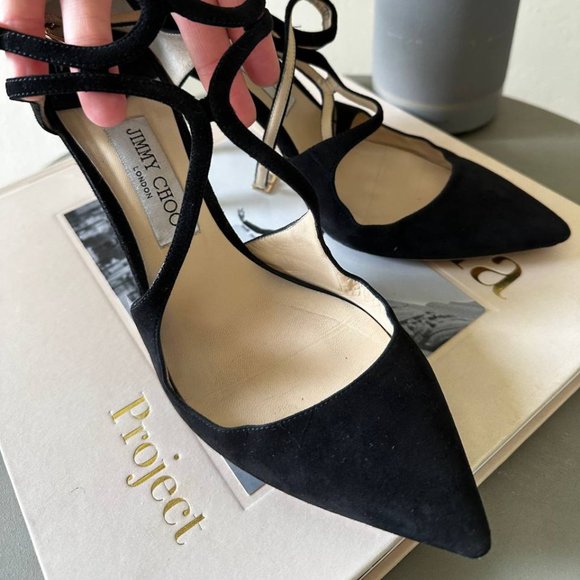 Jimmy Choo Lancer 85 Black Suede EU 40 US 9-9.5 Pump Heels - Picture 7 of 9